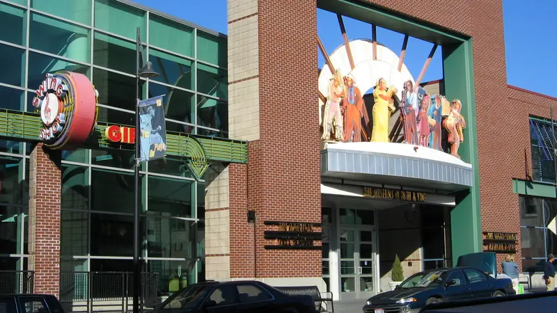 The building that holds the American Jazz Museum and the Negro Leagues Baseball Museum at 18th and Vine