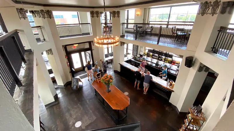 The tasting room inside Amigoni Urban Winery in the West Bottoms