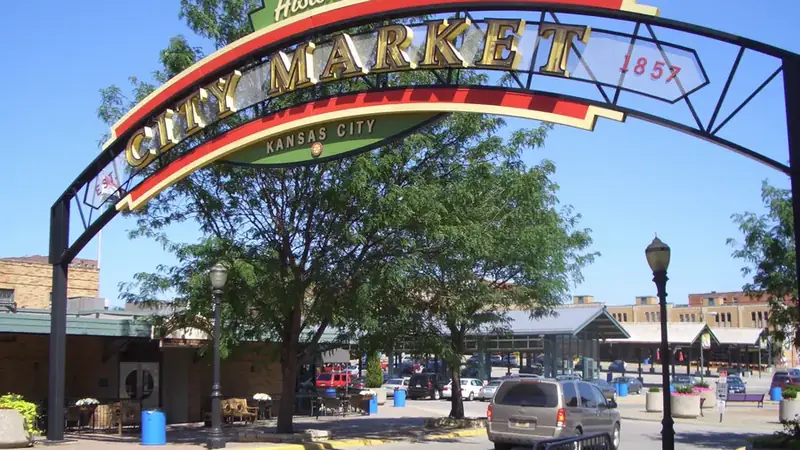 The Historic City Market arch at the entrance to the River Market
