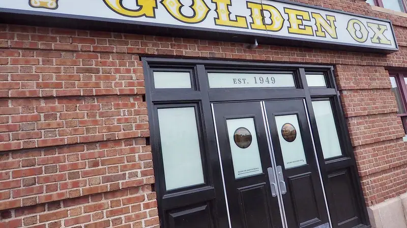 The brick front of the Golden Ox restaurant in the West Bottoms