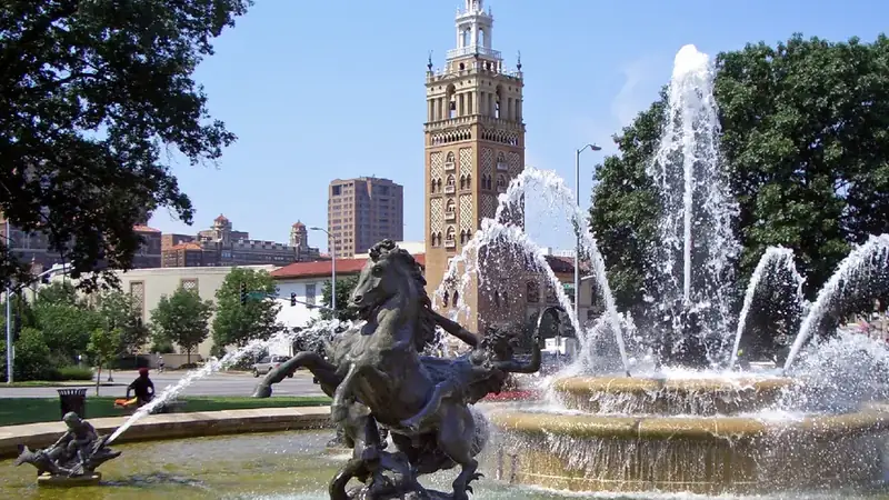 The J.C. Nichols Memorial Fountain on the Country Club Plaza
