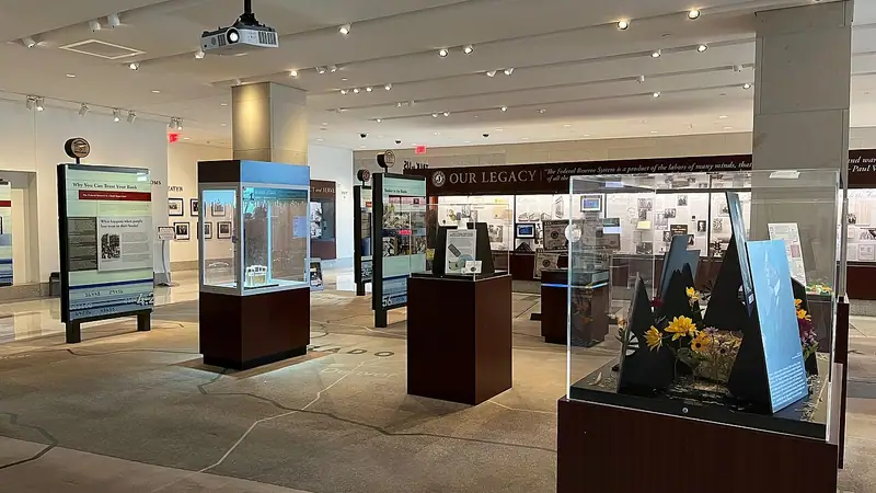 An exhibit hall at the Money Museum inside the Federal Reserve Bank of Kansas City