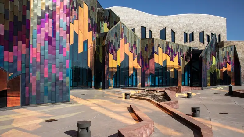 The colorful tiled walls of the Museum at Prairiefire